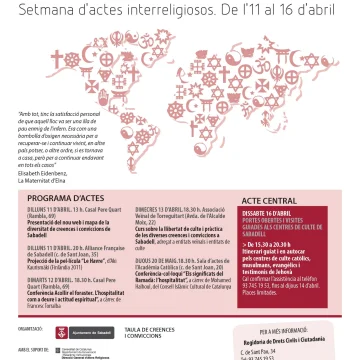 VII Jornada de Portes Obertes als Centres de Culte de Sabadell – Programa d’actes